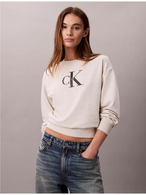 Tommy Hilfiger Ck LV047B234G Ls Monologo French Terry Rlxd Cr Kadın Sweatshırts