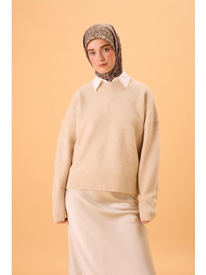 Silk Home İnce Pamuk Soft Eşarp Kahverengi Yeşil Krem Vizon Desenli Kaymaz Dokulu Tok Duruşlu 90x90