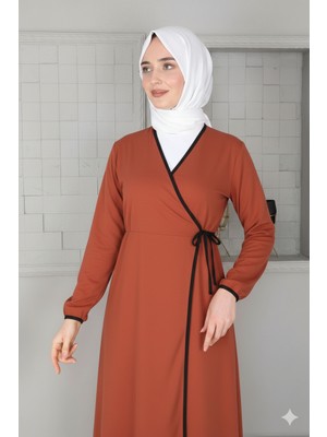 Defka Kruvaze Yandan Bağlamalı Düz Renk Kadın Namaz  Elbisesi