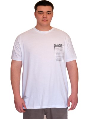 Mode Xl Büyük Beden Erkek T-Shirt Bisiklet Yaka Faultless U25011 Beyaz