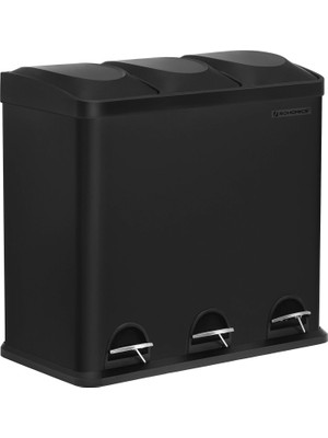 Songmics 54 Litre 3 Bölmeli Pedallı Çöp Kovası Siyah LTB54B