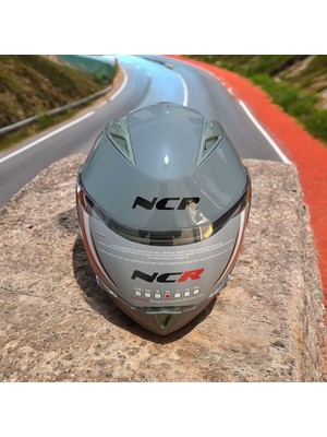 NCR-158 Çene Açılır Gözlüklü E-Ce Belgeli Kask Cool Gri