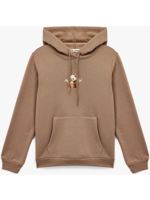 Koton Ayıcık Nakışlı Kanguru Cepli Kapüşonlu Sweatshirt