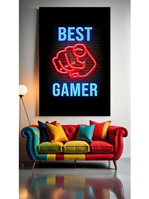 Oyuncu Odası Için Neon Tonlarda Tablo 4 Ev Duvar Salon Güzellik Salonu Ofis Dükkan Dekarasyon Kanvas Tablo