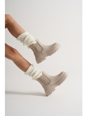 Tonny Black Kadın Bej Kalın Eva Taban Lastikli Bot