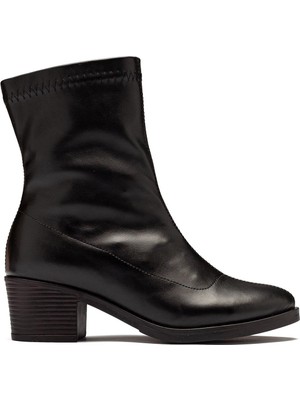 Lady Classy Kadın Streç Bot Bilekli Kısa Küt Kalıp Deri Kaliteli Bot Topuklu Kışlık Bot & Bootie