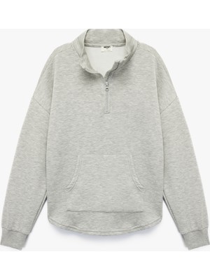 Koton Cepli Uzun Kollu Yarı Fermuarlı Oversize Sweatshirt