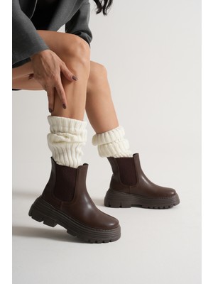 Tonny Black Kadın Kahve Kalın Eva Taban Lastikli Bot