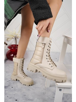 Lady Classy Kadın Cilt Paraşüt Detaylı Cırtlı Fermuarlı Kaymaz Taban Postal Bot