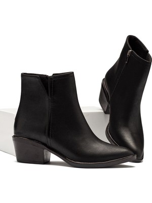 Lady Classy Kadın Streç Bot Bilekli Kısa Küt Kalıp Deri Kaliteli Bot Topuklu Kışlık Bot & Bootie