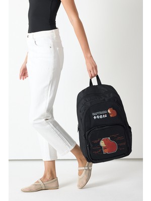 Powerspeed Çocuk Unisex Siyah Sincap Baskılı Sırt Çantası