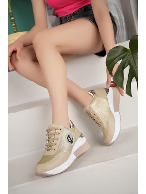 Lady Classy Kadın Taşlı Rahat Kalıp Topuklu Spor Ayakkabı