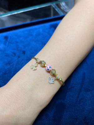 Kuyumcu Nurettin 8 gr (Gram) Yonca Şans Bileklik Künye (Rose-Sarı-Yeşil-Beyaz)