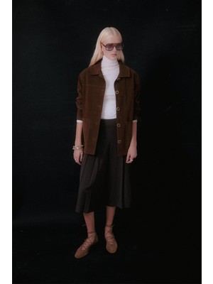 MARKALİSTE Cep Detaylı Süet Ceket Kahverengi