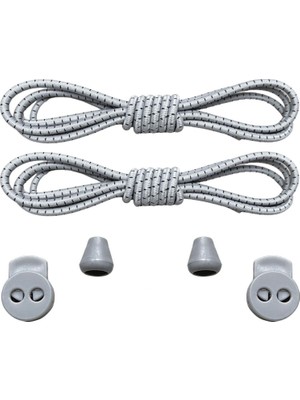 Mawrond Yuvarlak, Akıllı, Kilitle, Tak-Bırak, Elastik Bot, Spor Ayakkabı Bağcığı, 100 Cm, (1 Çift Çizgili Gri)