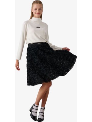 Loco Loco 09-15 Yaş Kız Çocuk Yarım Balıkçı Yaka Bluz - Ekru