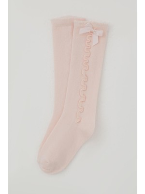 Katamino Kız Çocuk Golf Çorap Bilek Kısmı Fiyon Aksesuarlı 1-8 Yaş, Pembe