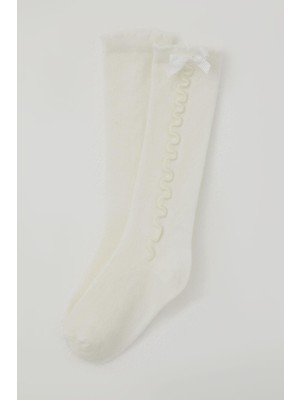 Katamino Kız Çocuk Golf Çorap Bilek Kısmı Fiyon Aksesuarlı 1-8 Yaş, Krem