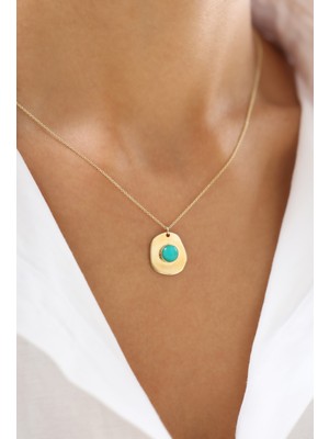 Zeyd Jewelry Yeşil Taşlı Oval 14 Ayar Altın Kolye