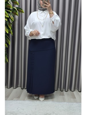 Kadın Giyim Büyük Beden Suna Düğmeli Etek