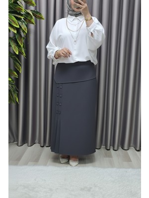 Kadın Giyim Büyük Beden Suna Düğmeli Etek