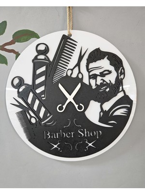 Cizgineon Barber Shop Duvar Dekoru-Erkek Kuaförlerine Özel Lazer Kesim Tasarım 32*32 cm