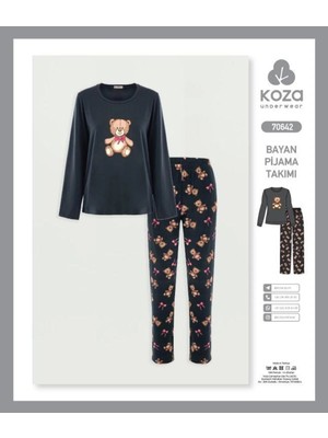 bebexy Ayıcık Desenli  Pijama Takımı Gri