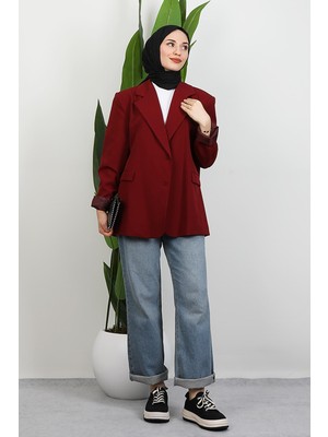 Dalya Iki Düğmeli Ceket Bordo