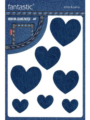 Fantastic Koyu Mavi Kalp Kot Arma Patch Ütü ile Yapışan Denim Yaması, %100 Pamuk, 100 gr
