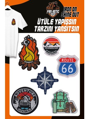 Fantastic Ütü ile Yapışan Dokuma Arma Seti Patch Kamp, Kampçı, Doğa Modeli