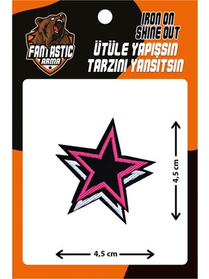 Fantastic Pembe Yıldız Modeli Ütü ile Yapışan Dokuma Arma Patch Yama 10'lu Paket %100 Polyester