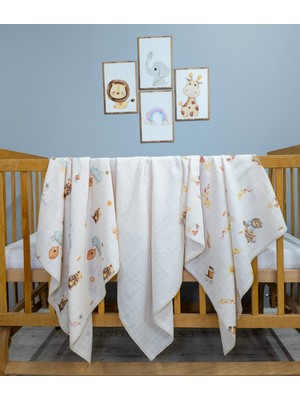 Luckka Little Organic's | 3’lü %100 Organik Pamuk Müslin Örtü - Battaniye Seti 75x80 cm | Oeko-tex | Gots - ZTBEST