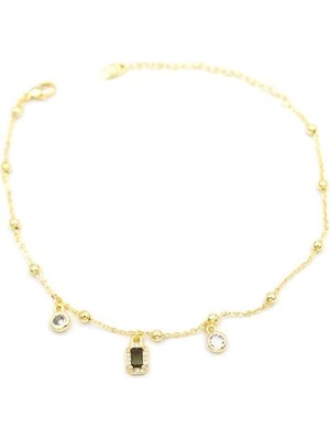 Royaleks Renkli Taşlı Halhal - Siyah