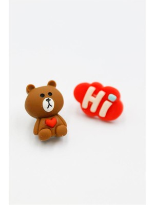 Royaleks Ayıcık Hamur Küpe - Çok Renkli