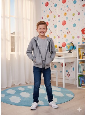 Yağmur Giyim Yukokc 3ip Şardonlu Erkek Çocuk Kapşonlu Sweat Ceket 5151