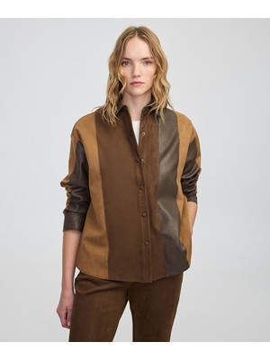 İpekyol Kumaş mix colorblock gömlek IW6250025147074