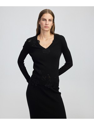 İpekyol Dantel aplikeli triko IW6250050029001