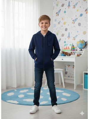 Yağmur Giyim Yukokc 3ip Şardonlu Erkek Çocuk Kapşonlu Sweat Ceket 5151