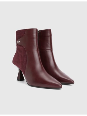 İLVİ Patsy Hakiki Süet Deri Bordo Kadın Topuklu Bot