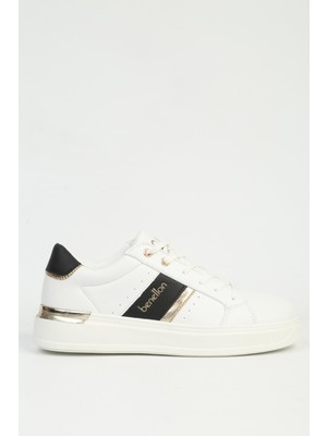 Benetton Kadın Beyaz Altın Spor Ayakkabı Ithal BNI-12074