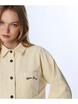 Twist SLOGANLI KADİFE GÖMLEK TW6250025131082