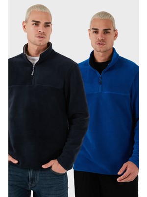 Buratti Regular Fit Anti-Pilling Tüylenme Yapmayan Dik Yaka Şardonlu 2'li Paket Polar Erkek POLAR 5896700S2