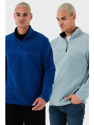 Buratti Regular Fit Anti-Pilling Tüylenme Yapmayan Dik Yaka Şardonlu 2'li Paket Polar Erkek POLAR 5896700S2