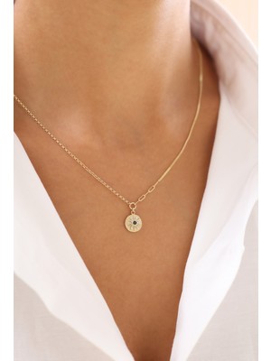 Zeyd Jewelry Vintage Kumlu Siyah Taşlı 14 Ayar Altın Kolye