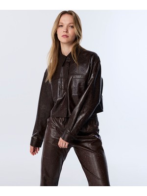 Twist DERİ GÖRÜNÜMLÜ KONTRAST YAKA GÖMLEK TW6250025136074