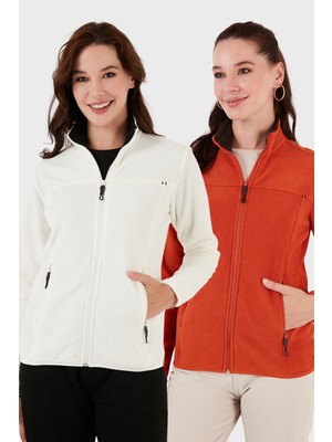 Lela Slim Fit Anti-Pilling Tüylenme Yapmayan Fermuarlı Cepli Hırka 2' Li Paket Polar Bayan Polar 5907002S2
