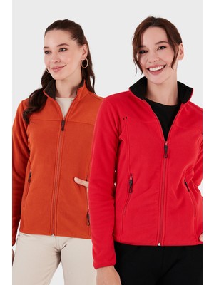 Lela Slim Fit Anti-Pilling Tüylenme Yapmayan Fermuarlı Cepli Hırka 2' Li Paket Polar Bayan Polar 5907002S2