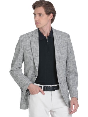 Hatemoğlu Lacivert Slim Fit Mono Yaka Casual Ceket