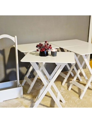 Tekir Store Çanta Sehpa Dikdörtgen Model Ahşap Mdf Dekoratif 4 Lü Zigon