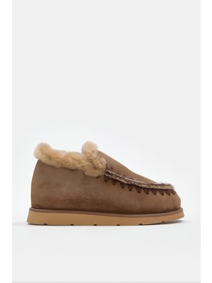 Nilufarr Yumi Kahve Süet Hakiki Deri Kürklü Kadın Bot